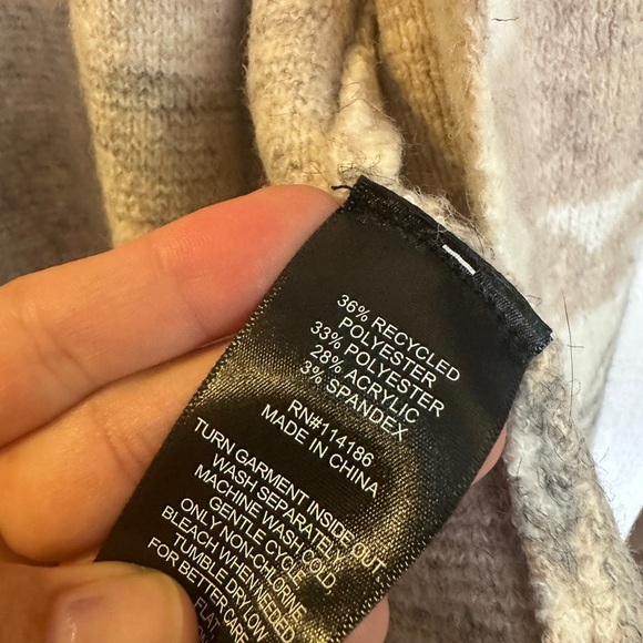 Frye Tan and White Cardigan Sweater with Geometric Design - Picture 7 of 8